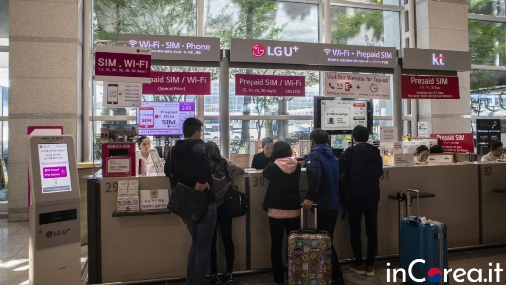 Noleggio sim card, eSIM e modem pocket wifi all'aeroporto di Incheon Seoul in Corea del Sud